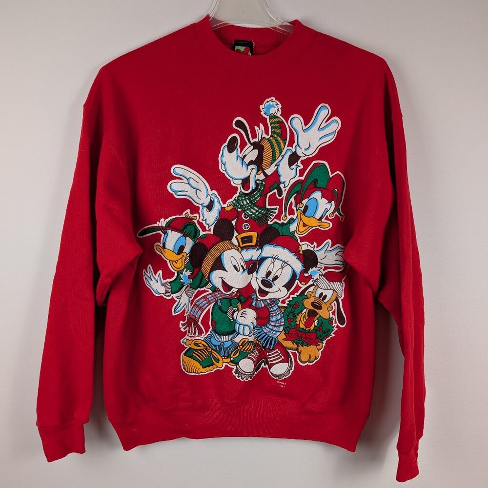 Vtg Mickey Unlimited Jeremy Leigh Mickey & Friends Christmas Sweatshirt XL USA